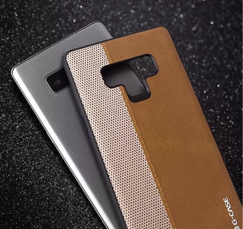 Ốp Lưng Samsung Galaxy Note 9 Hiệu G-Case earl bằng chất liệu da công nghiệp một bên trơn và một bên đan ô nhỏ rất khóe ôm sát thân máy chống va đạp trầy xước.
